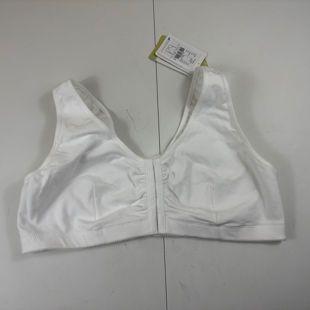 Amoena‎ Frances Front Closure Wire Free Bra White L C/D NWT